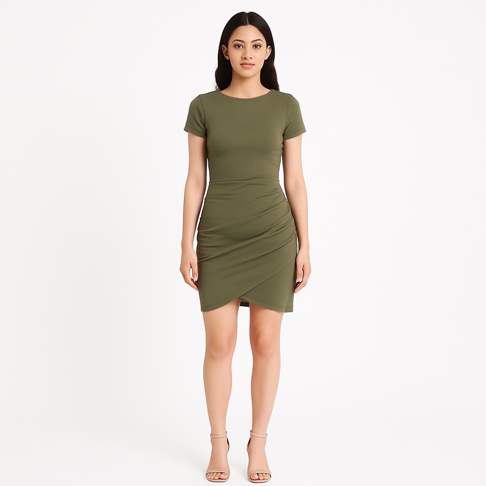 PLANET GOLD Womens Green Zippered Cap Sleeve